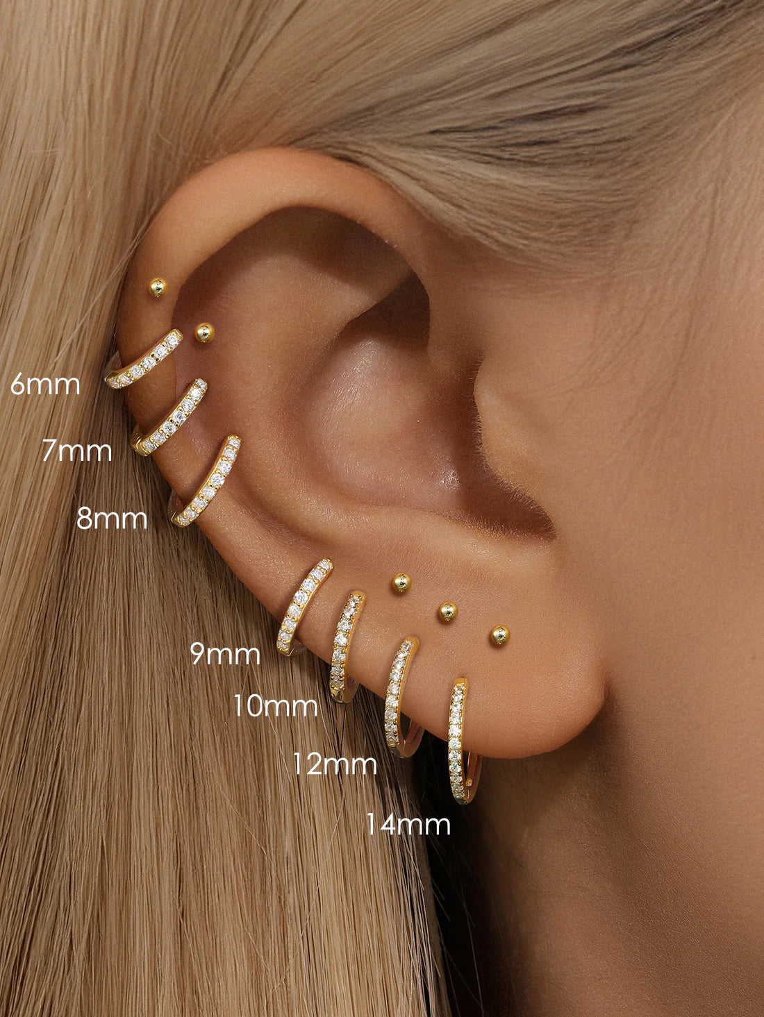 925 Classic Waterproof Pave Hoop Huggies Earrings