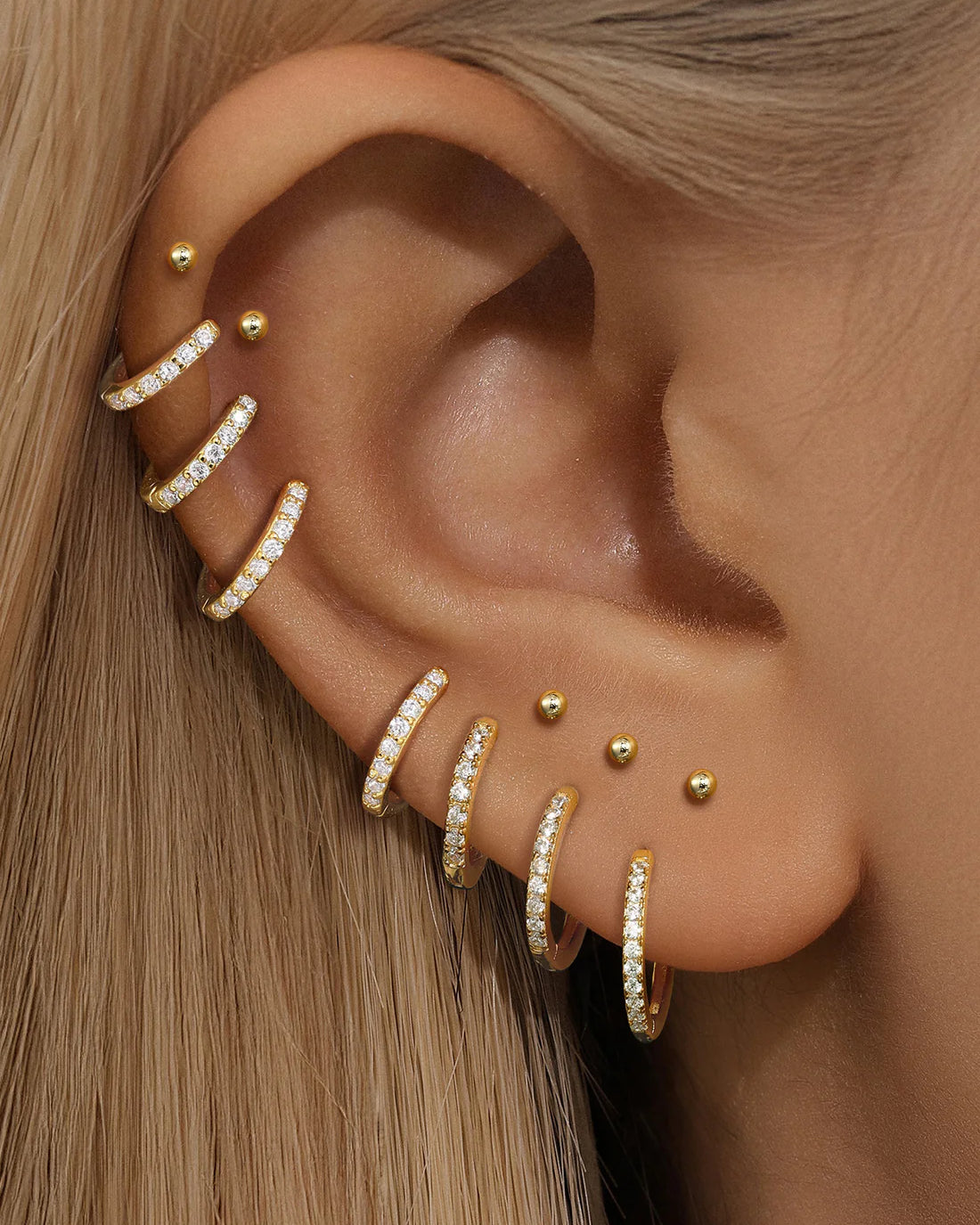 925 Classic Waterproof Pave Hoop Huggies Earrings