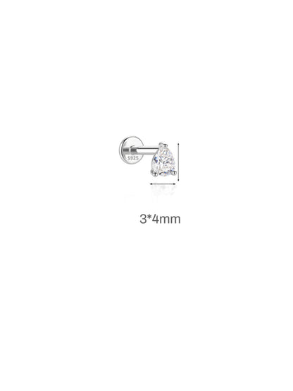 3x4mm pear-cut moissanite 925 sterling silver flat back stud