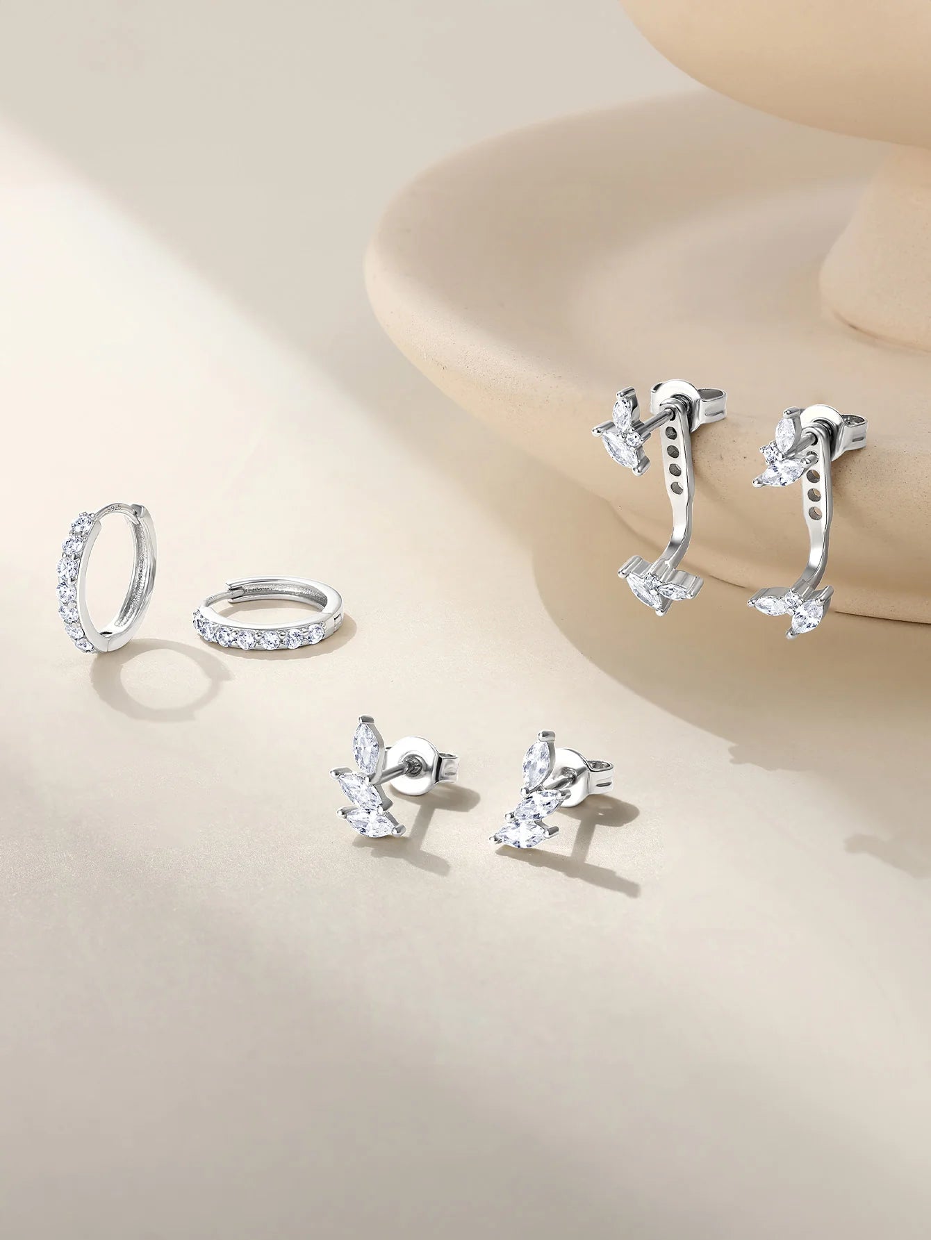 925 Sterling Silver Fashion Horse Eye Zircon Earring Series