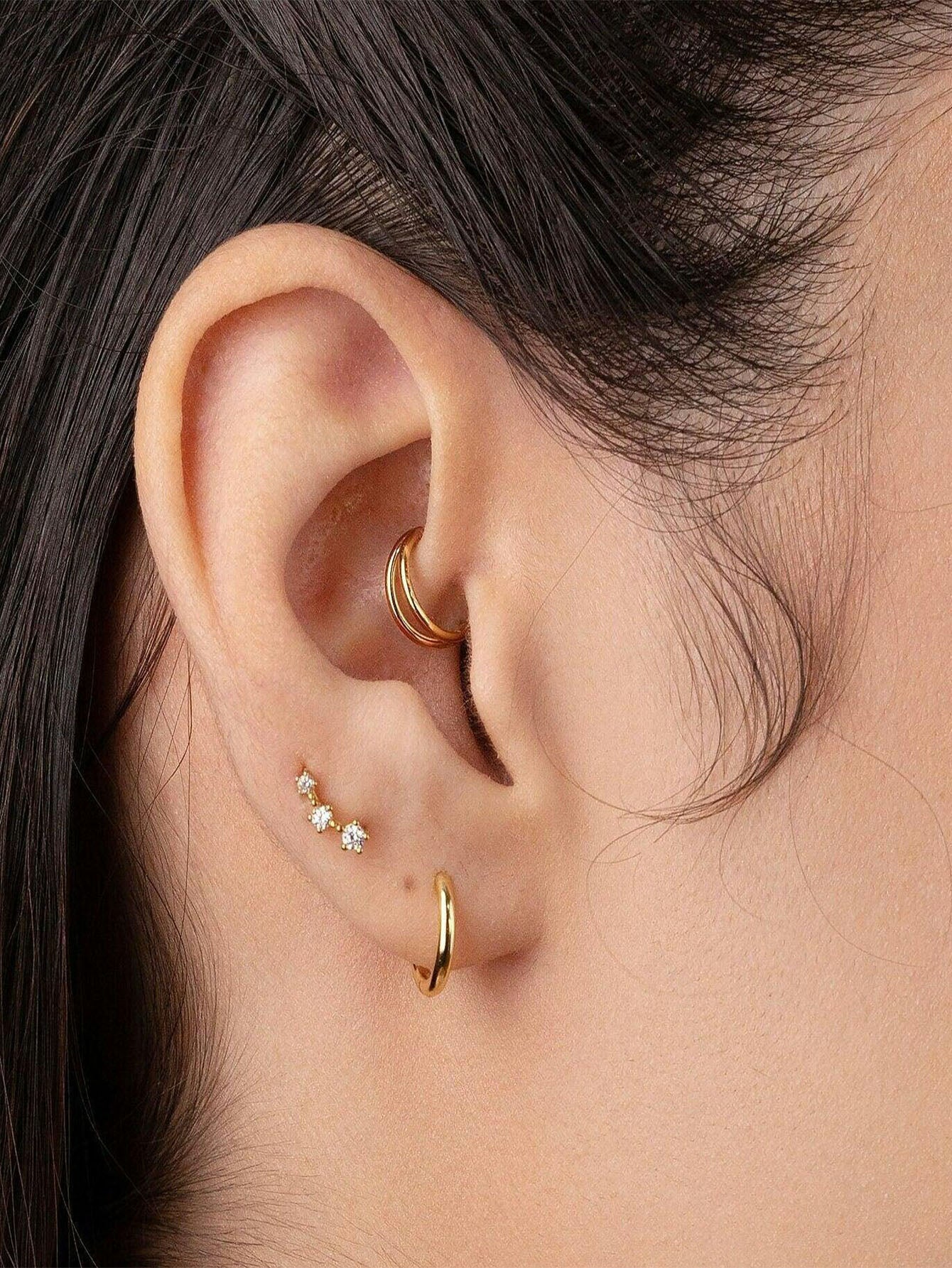G23 Titanium Waterproof Refined Layers Double Hoop Clicker Earrings