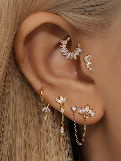 925 Sterling Silver Fashionable Versatile Flower Earring Series