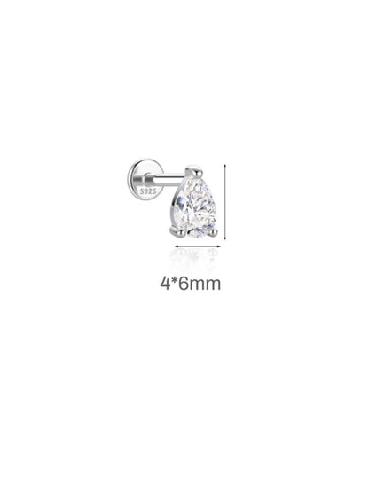 4x6mm pear-cut moissanite 925 sterling silver flat back stud