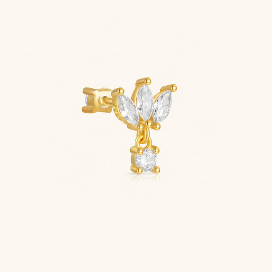 S925 Sterling Silver Crown Flat Back Ear Piercing Stud