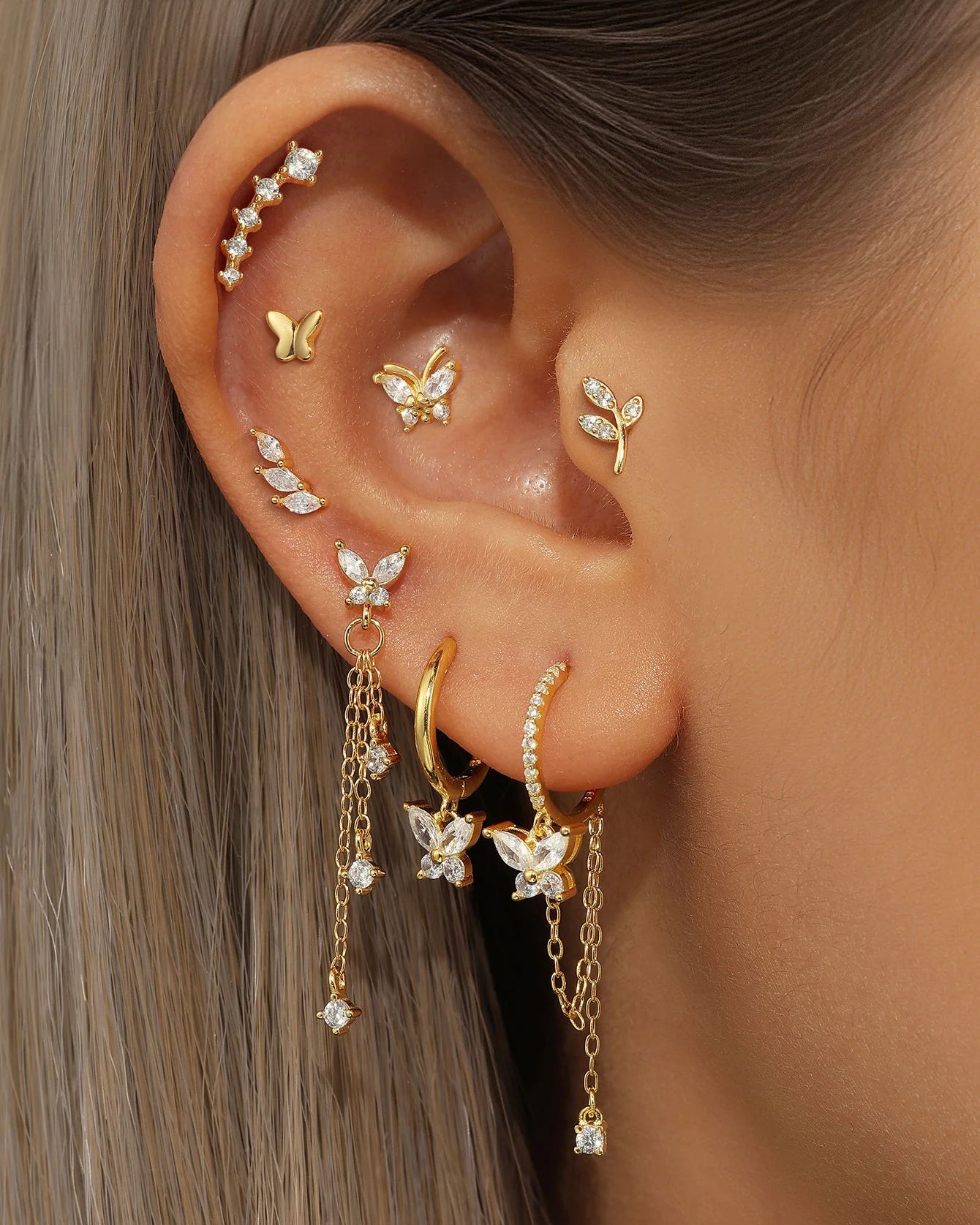 925 Sterling Silver Tassel Butterfly Pendant Zircon Earrings Series