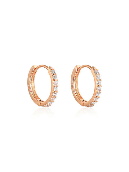 925 Classic Waterproof Pave Hoop Huggies Earrings