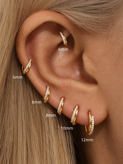 G23 Titanium Waterproof CZ Crystal Cartilage Hoop – 16G Double Layer