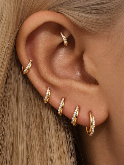 G23 Titanium Waterproof CZ Crystal Cartilage Hoop – 16G Double Layer