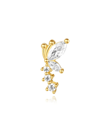 925 Sterling Silver Waterproof Butterfly Flower Zircon All Match Earring Set