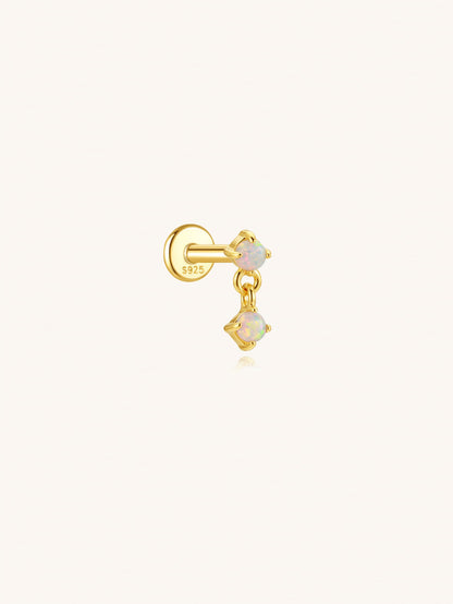 Opal dangle flat back piercing earring in 925 sterling silver