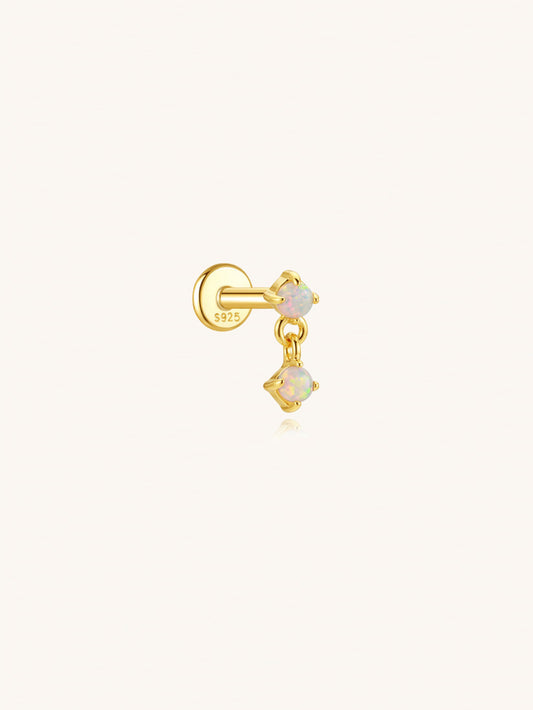 Opal dangle flat back piercing earring in 925 sterling silver