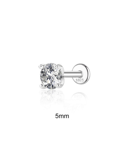 5mm moissanite flat back stud in 925 sterling silver with S925 marking