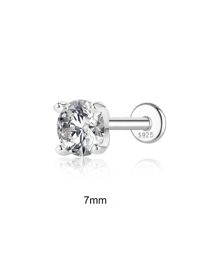 7mm moissanite flat back stud with four prong setting