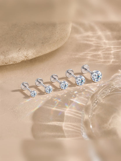 925 sterling silver moissanite flat back studs in graduated sizes
