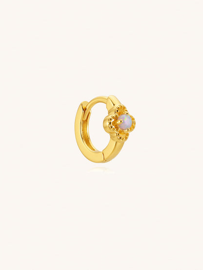 Opal clicker hoop earring in 925 sterling silver