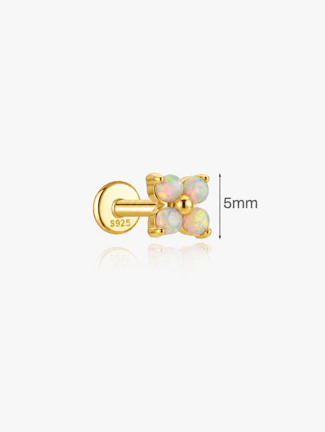 925 sterling silver opal flower flat back earring with 5mm top