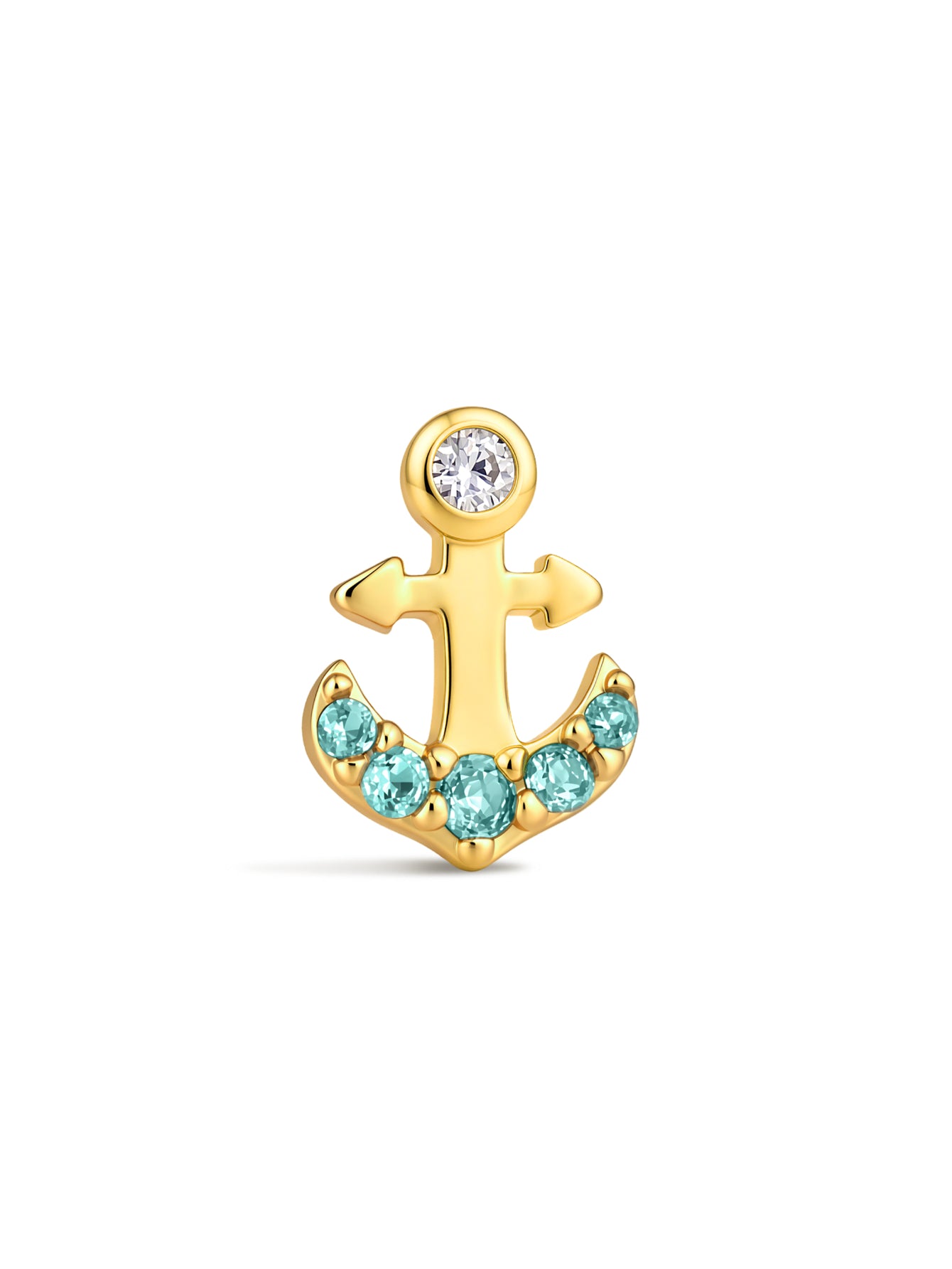 925 Sterling Silver Anchor Flat Back Stud Earring