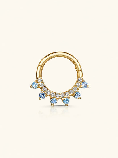 925 Sterling Silver Aquamarine Zircon Daith Jewelry& Septum