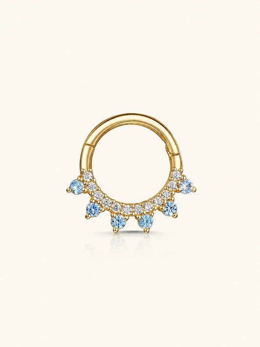 925 Sterling Silver Aquamarine Zircon Daith Jewelry& Septum