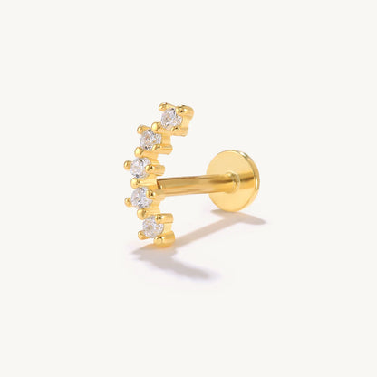 S925 Sterling Silver Zircon Threaded Ear Piercing Stud