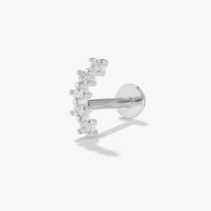 S925 Sterling Silver Zircon Threaded Ear Piercing Stud