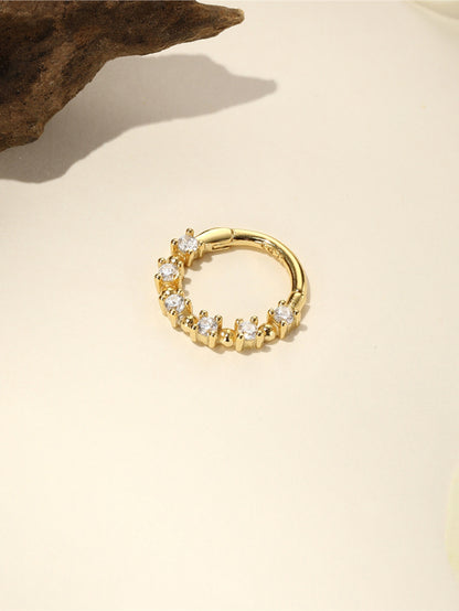 925 Sterling Silver Beaded CZ Clicker Ring for Daith & Septum