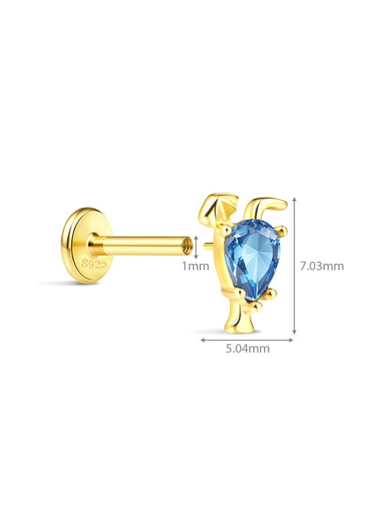 925 Sterling Silver Summer Juice Cup Flat Back Stud