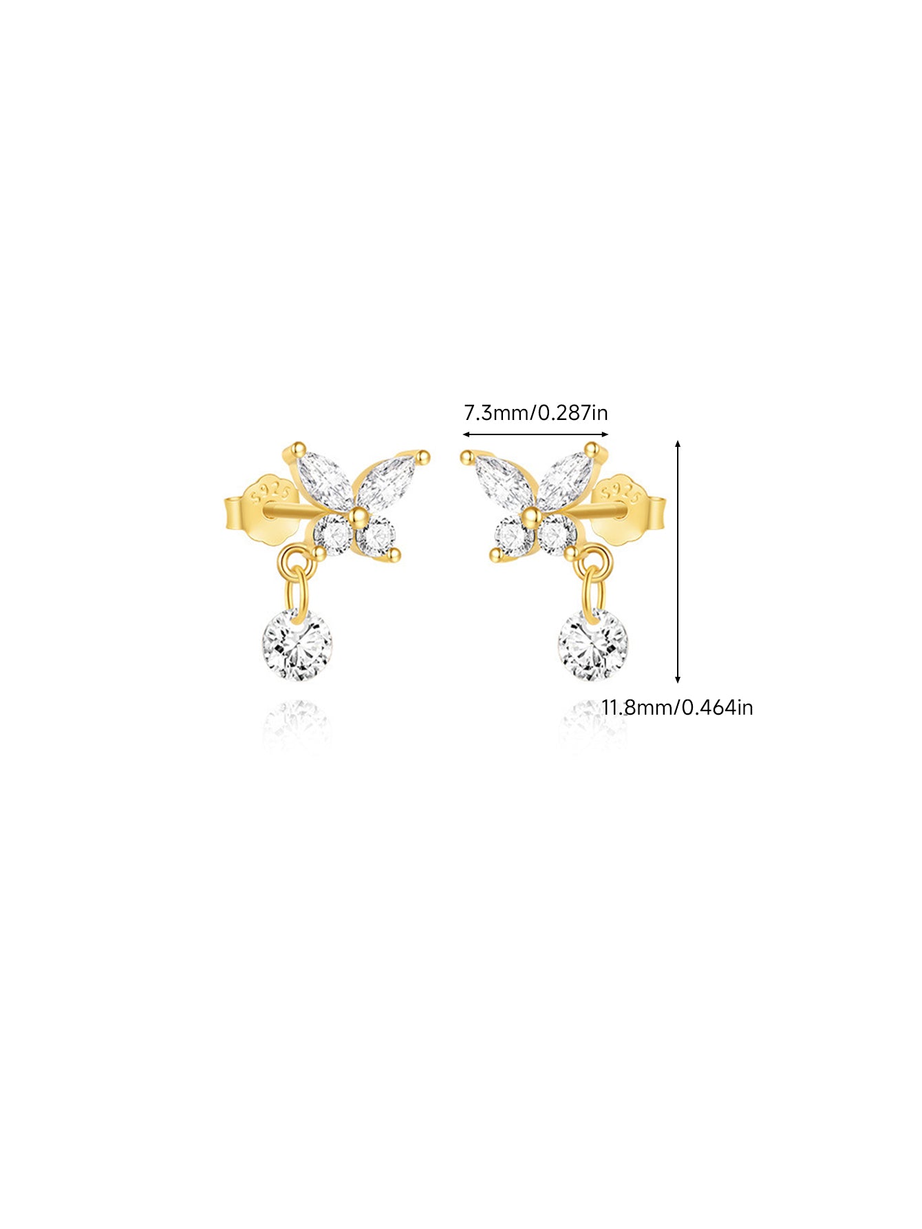 925 Sterling Silver Butterfly Dangle Earrings