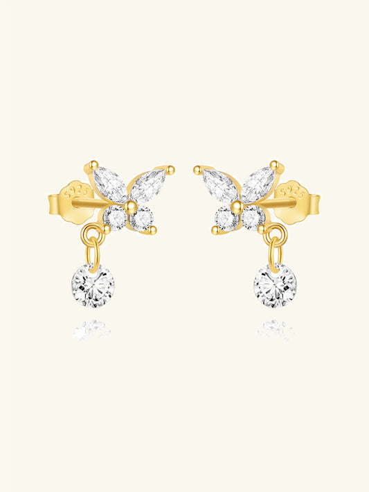925 Sterling Silver Butterfly Dangle Earrings