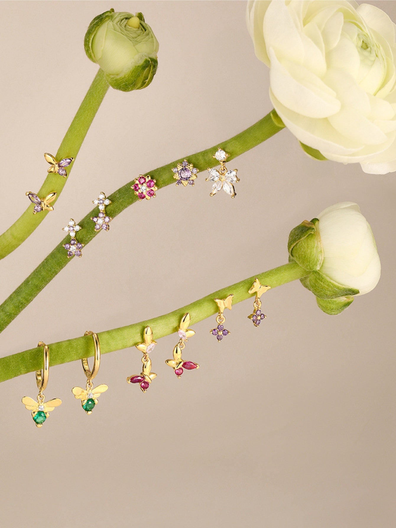 925 Sterling Silver The Enchanted Garden Curated Ear Stack