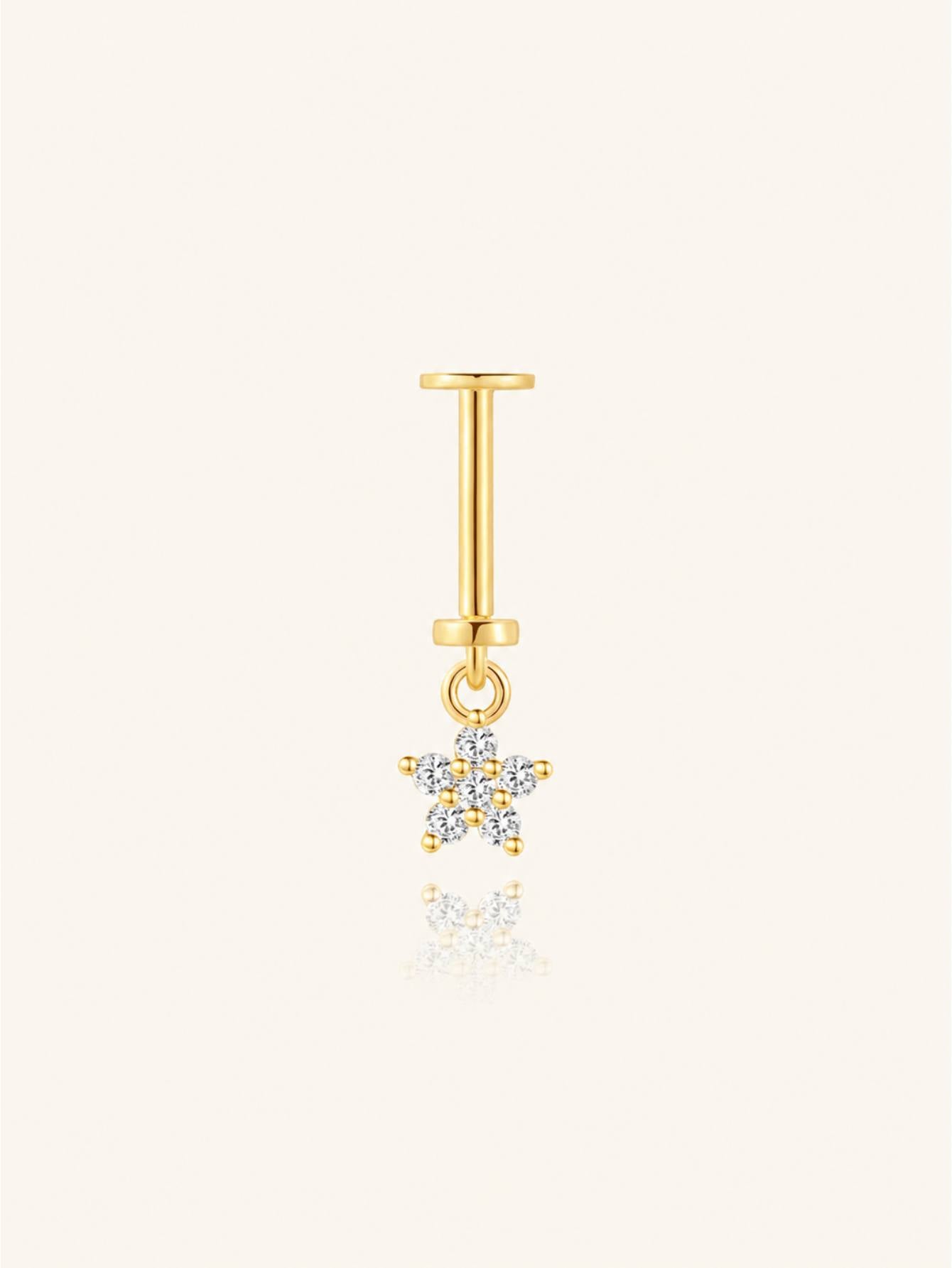 925 Sterling Silver CZ Flower Two-Way Wearable Vertical Helix Earring