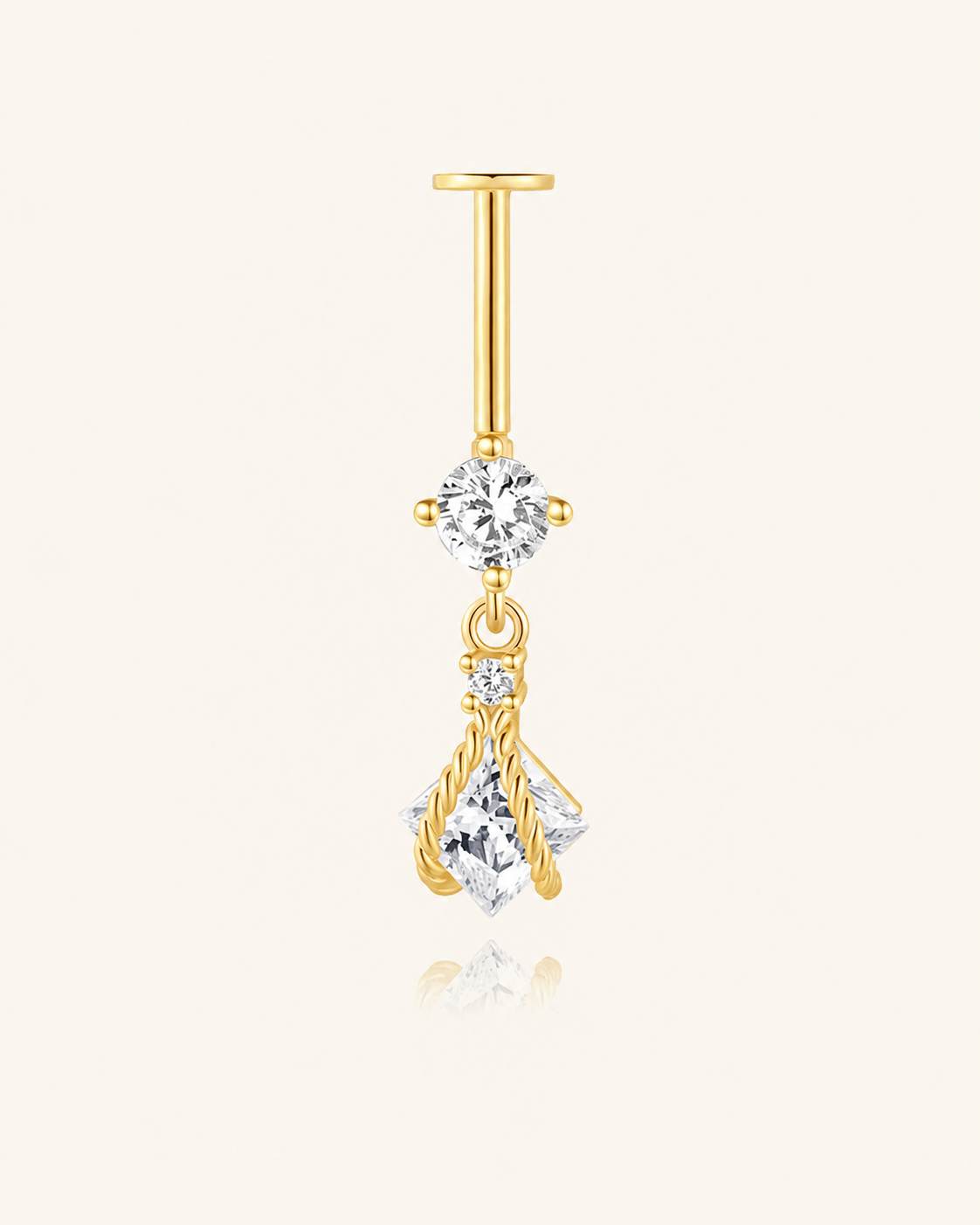 925 Sterling Silver CZ Geometric Drop Two-Way Wearable Vertical Helix Earring