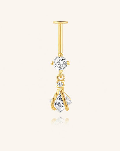 925 Sterling Silver CZ Geometric Drop Two-Way Wearable Vertical Helix Earring