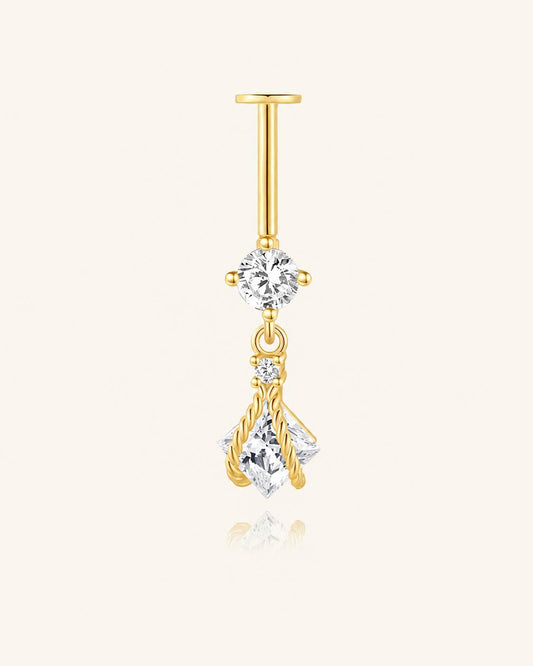 925 Sterling Silver CZ Geometric Drop Two-Way Wearable Vertical Helix Earring