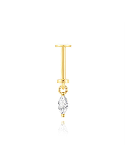 925 Sterling Silver CZ Marquise Two-Way Wearable Vertical Helix Earring