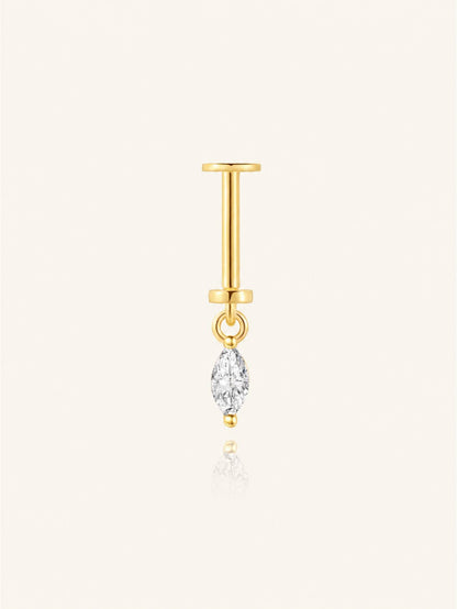 925 Sterling Silver CZ Marquise Two-Way Wearable Vertical Helix Earring