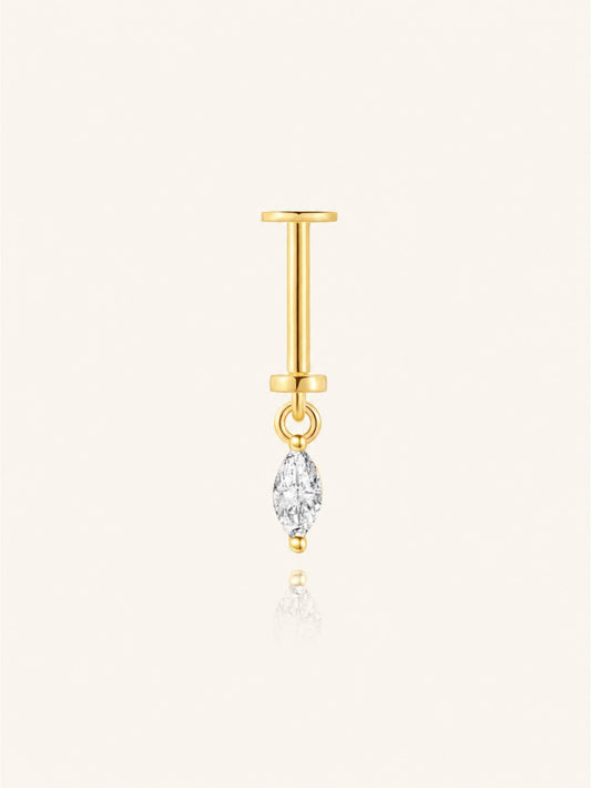 925 Sterling Silver CZ Marquise Two-Way Wearable Vertical Helix Earring