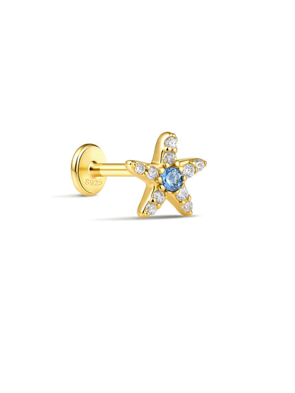 925 Sterling Silver Starfish Flat Back Stud
