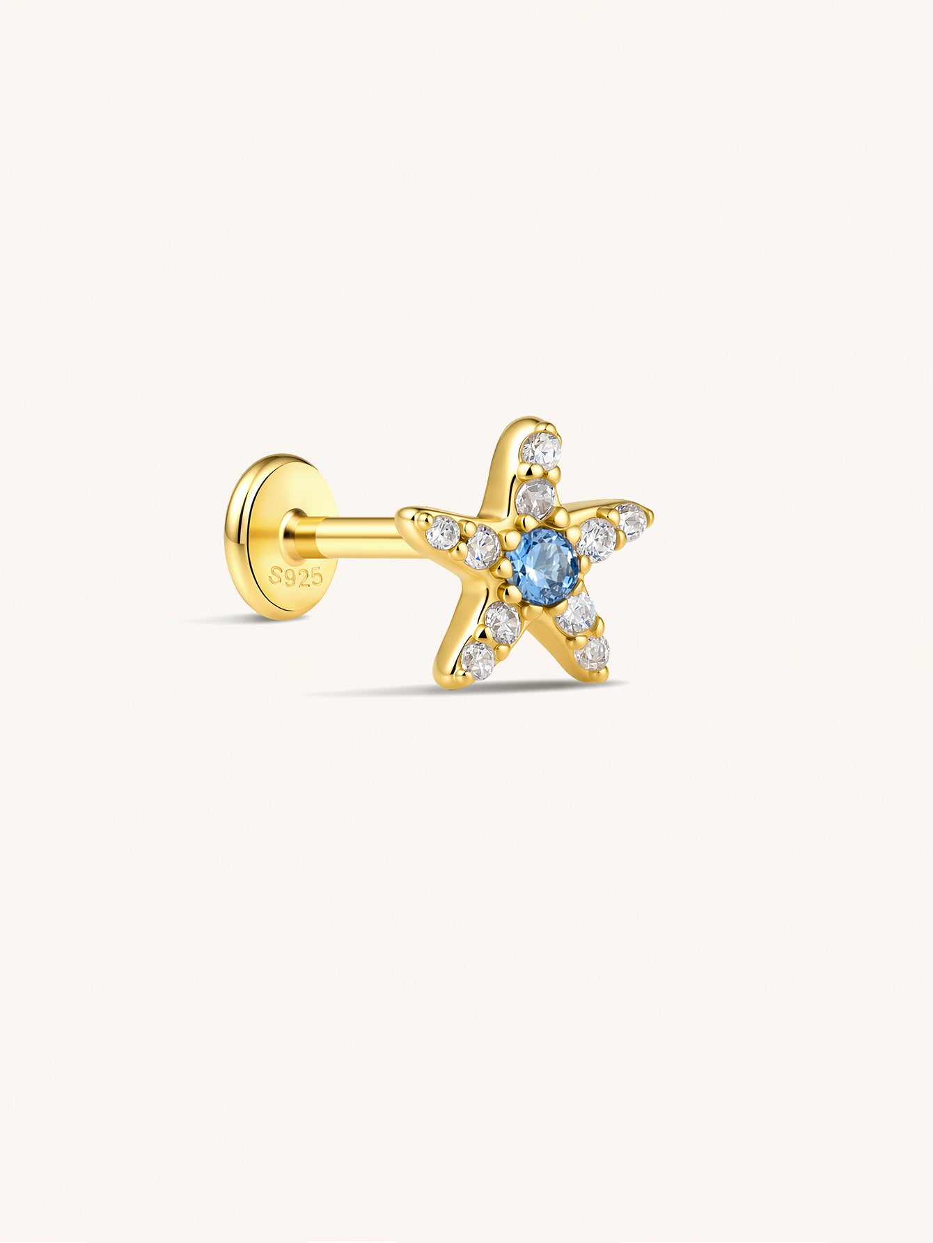 925 Sterling Silver Starfish Flat Back Stud
