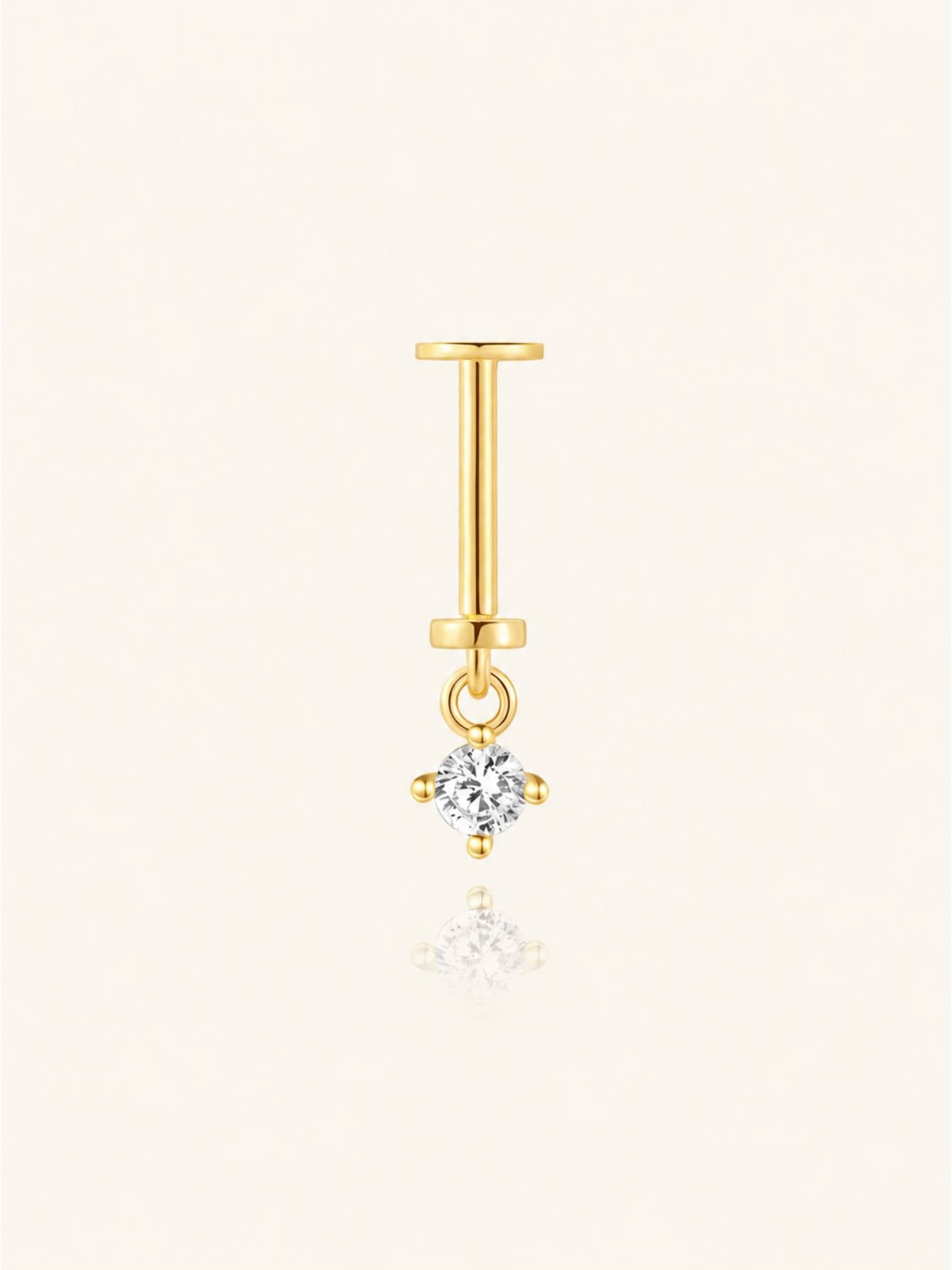 925 Sterling Silver CZ Two-Way Wearable Vertical Helix Earring