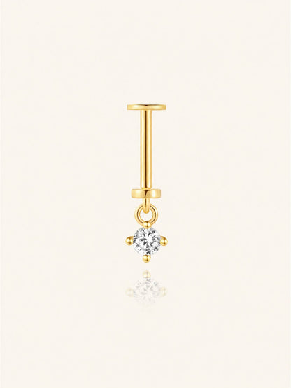 925 Sterling Silver CZ Two-Way Wearable Vertical Helix Earring