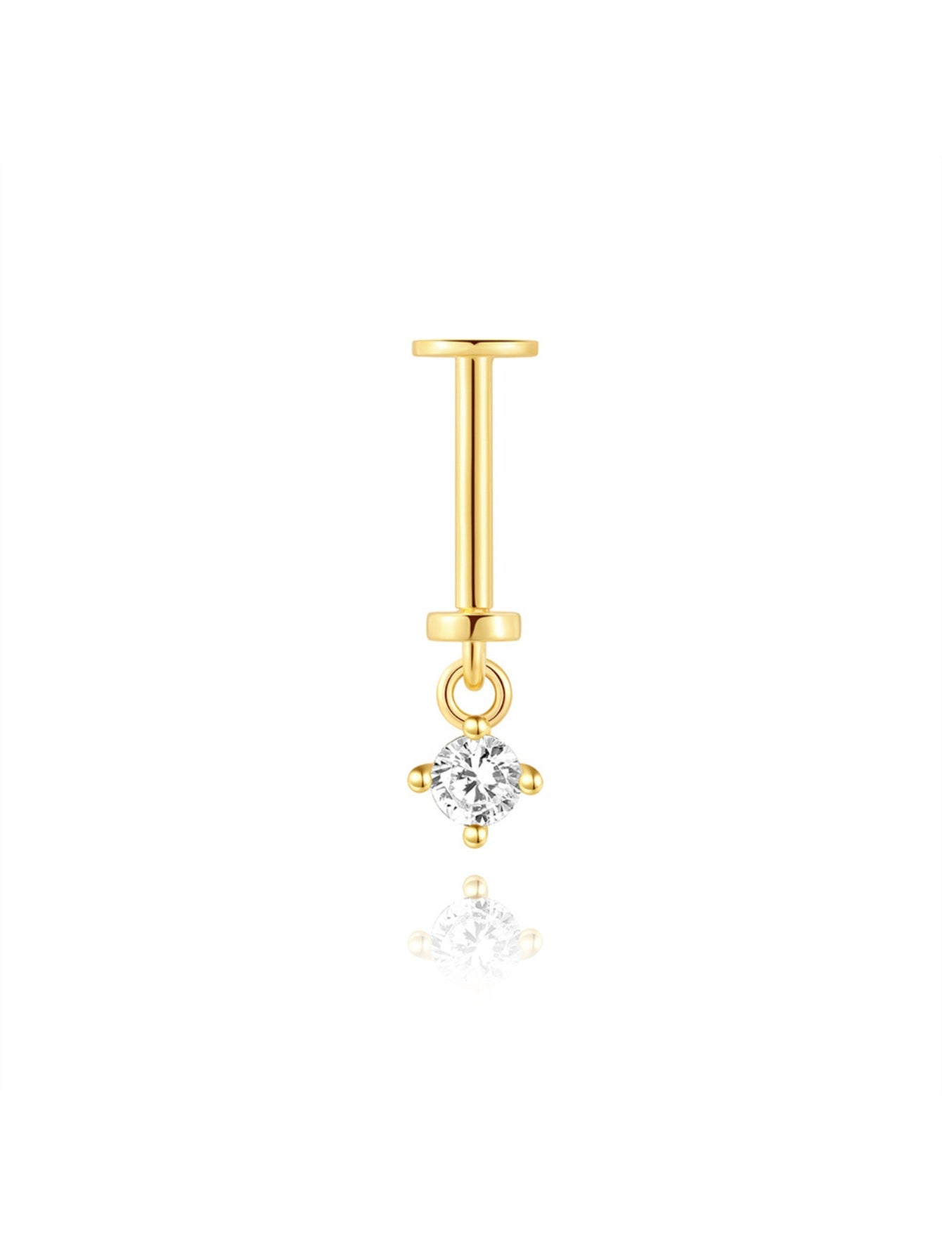 925 Sterling Silver CZ Two-Way Wearable Vertical Helix Earring