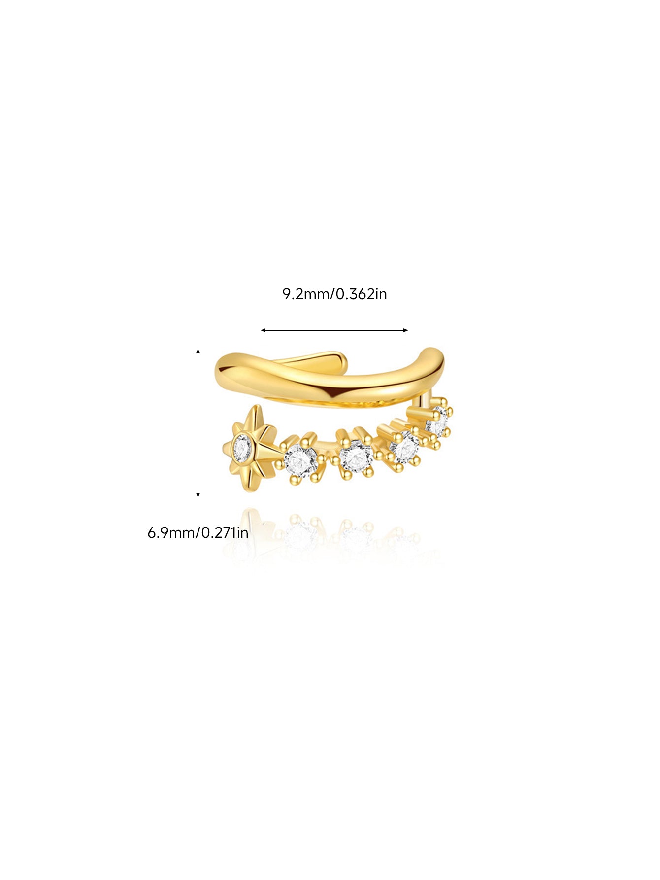 925 Sterling Silver Celestial Star CZ Ear Cuff