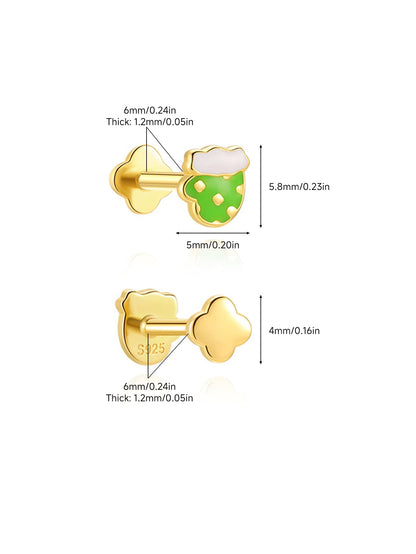 925 Sterling Silver Christmas Tree Hat Stocking Screw Piercing Studs Series