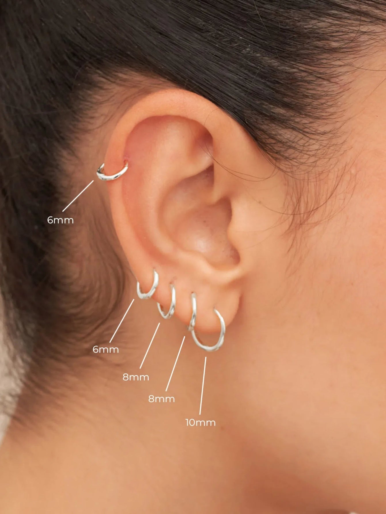 925 Sterling Silver Classic Thin multiple sizes Hoop Earrings