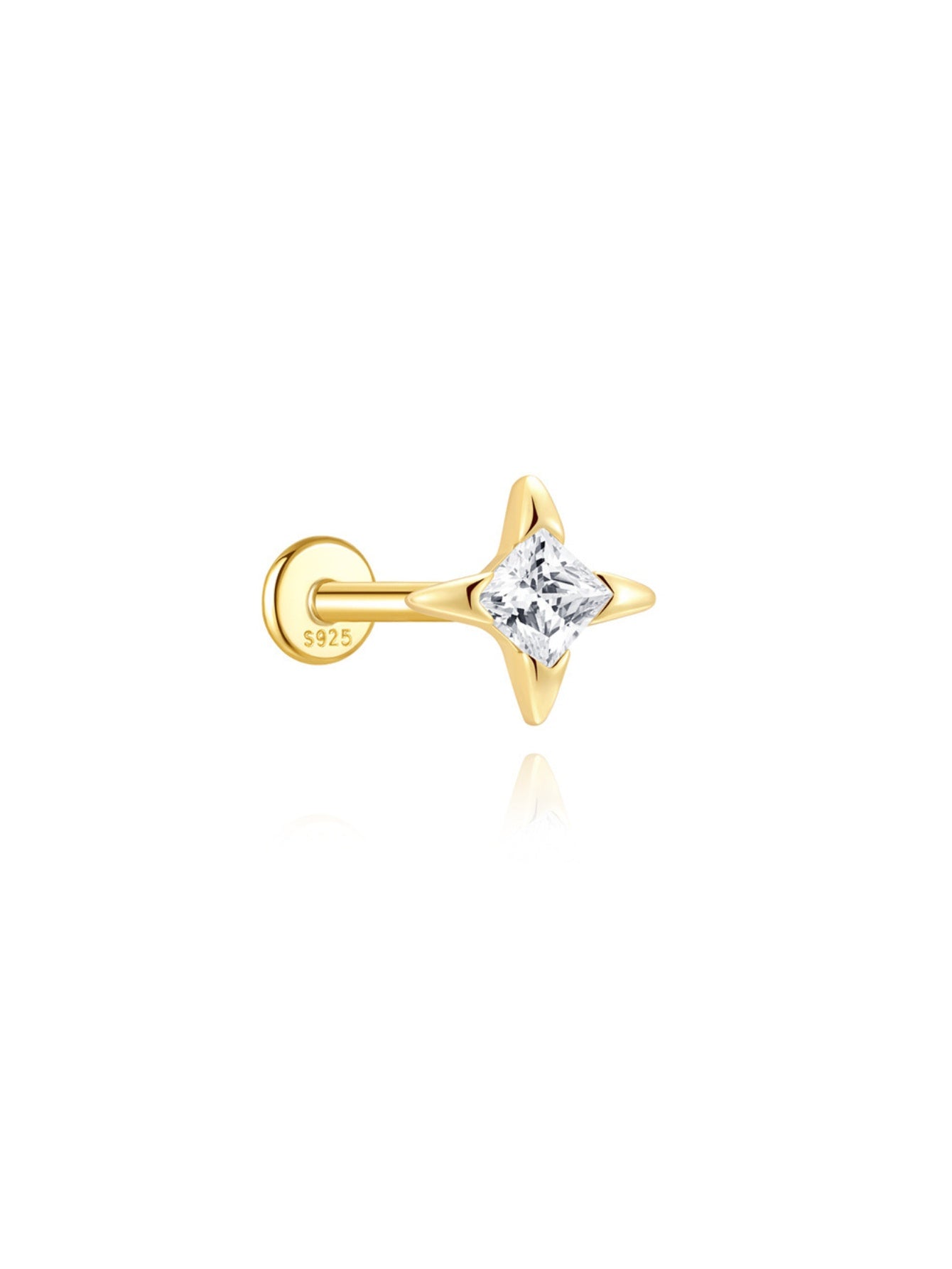925 Sterling Silver CZ  Star & Moon Piercing Ear Stack