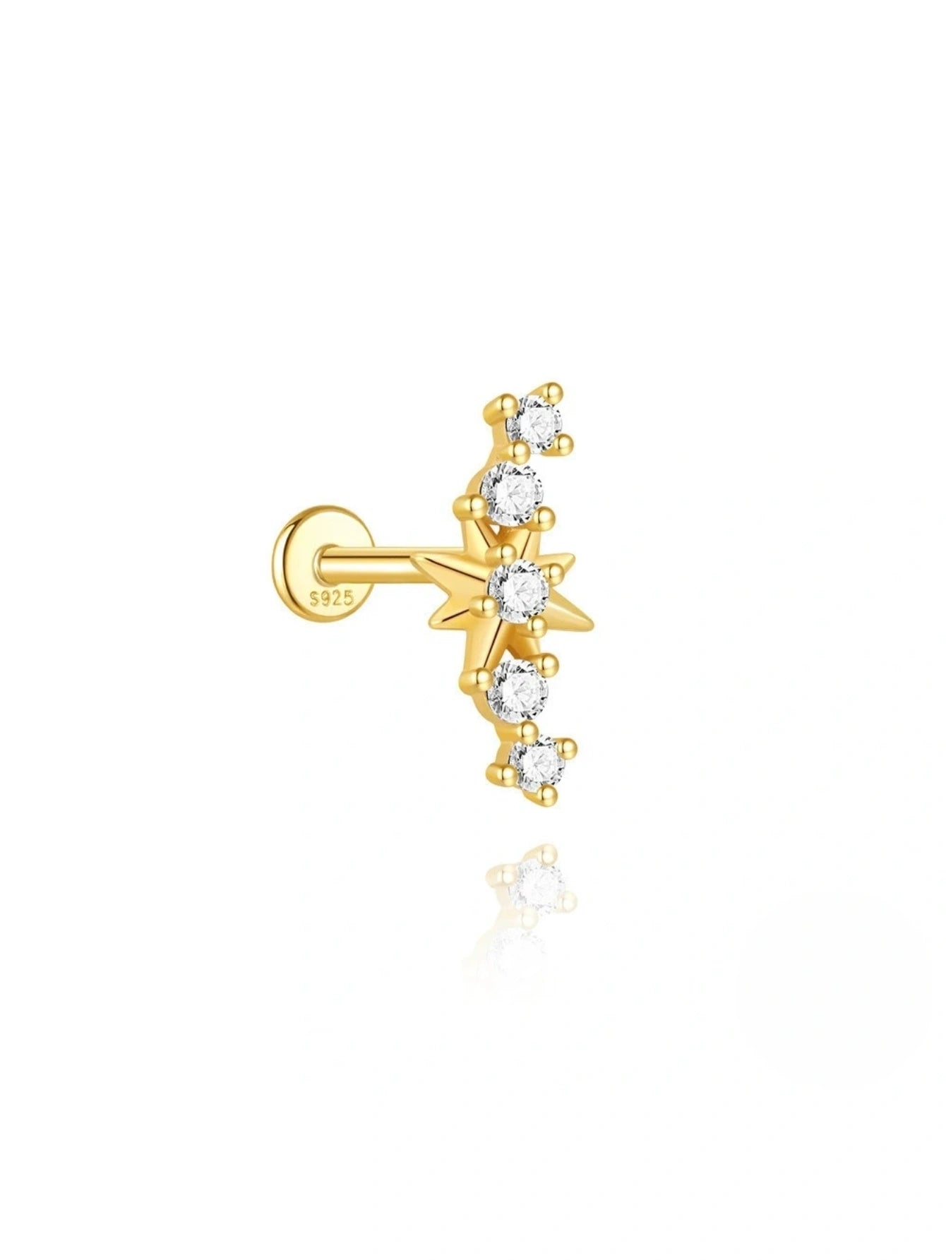 925 Sterling Silver Constellation Star Climber Flat Back Stud