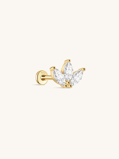 925 Sterling Silver Crown Zircon Ear Piercing Stud