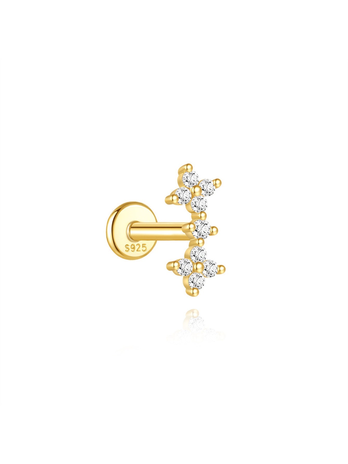 925 Sterling Silver Dainty CZ Butterfly Star Ear Stack