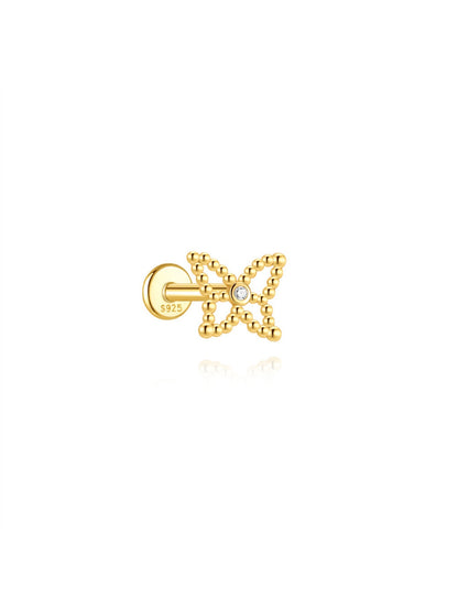 925 Sterling Silver Dainty CZ Butterfly Star Ear Stack